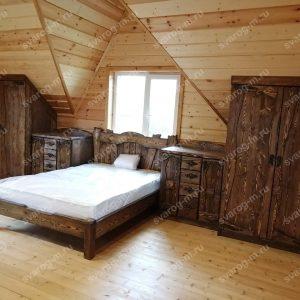 Кровать под старину из дерева для дома, дачи, бани, сауны - Сварог Мебель № 009-2