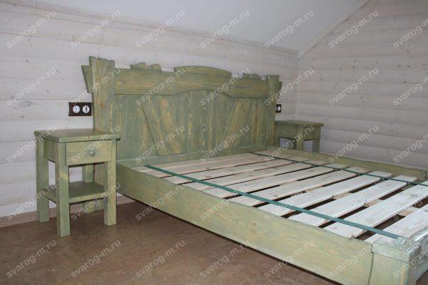 Кровать под старину из дерева для дома, дачи, бани, сауны - Сварог Мебель № 009-3