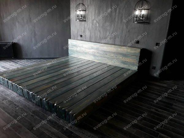 Кровать под старину из дерева для дома, дачи, бани, сауны - Сварог Мебель № 010-2
