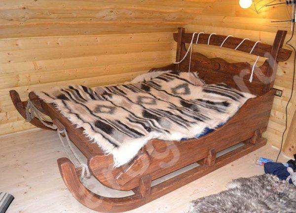 Кровать под старину из дерева для дома, дачи, бани, сауны - Сварог Мебель № 011