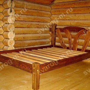 Кровать под старину из дерева для дома, дачи, бани, сауны - Сварог Мебель № 014