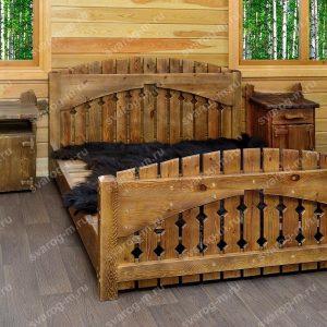 Кровать под старину из дерева для дома, дачи, бани, сауны - Сварог Мебель № 016