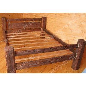 Кровать под старину из дерева для дома, дачи, бани, сауны - Сварог Мебель № 017