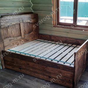 Кровать под старину из дерева для дома, дачи, бани, сауны - Сварог Мебель № 019-2