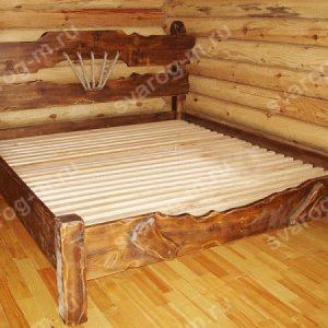 Кровать под старину из дерева для дома, дачи, бани, сауны - Сварог Мебель № 020