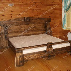 Кровать под старину из дерева для дома, дачи, бани, сауны - Сварог Мебель № 021