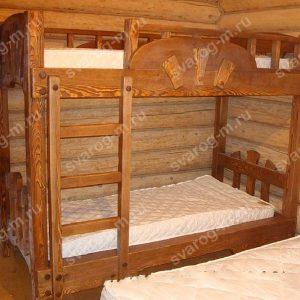 Кровать под старину из дерева для дома, дачи, бани, сауны - Сварог Мебель № 026