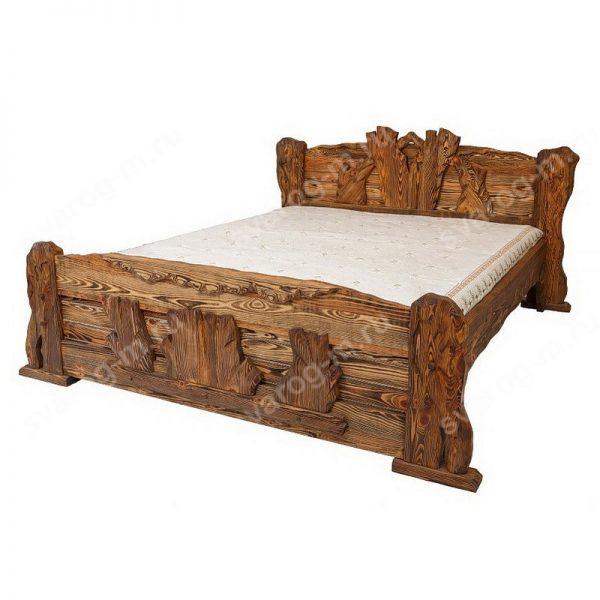 Кровать под старину из дерева для дома, дачи, бани, сауны - Сварог Мебель № 027