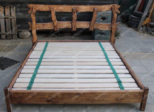 Кровать под старину из дерева для дома, дачи, бани, сауны - Сварог Мебель № 024-4