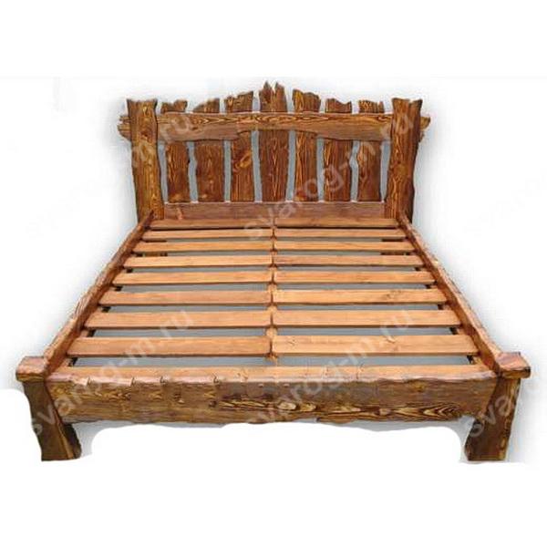Кровать под старину из дерева для дома, дачи, бани, сауны - Сварог Мебель № 028