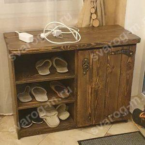 Обувница под старину из дерева для дома, дачи, бани, беседки- Сварог Мебель № 006