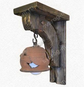 Светильник под старину из дерева для дома, дачи, бани, сауны - Сварог Мебель № 002