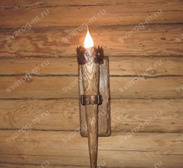 Светильник под старину из дерева для дома, дачи, бани, сауны - Сварог Мебель № 009