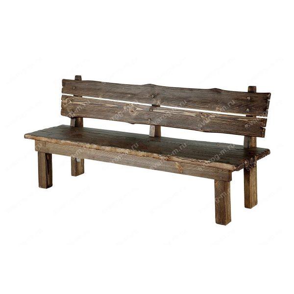 Скамейка под старину из дерева для дома, дачи, сада, бани, сауны - Сварог Мебель № 001