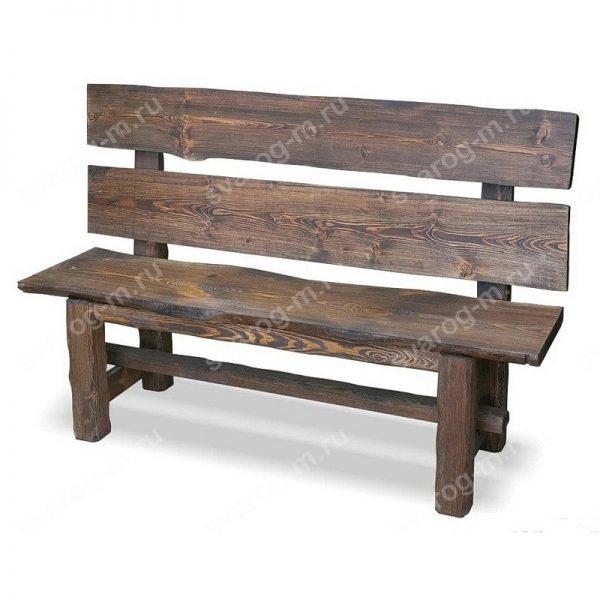 Скамейка под старину из дерева для дома, дачи, сада, бани, сауны - Сварог Мебель № 003