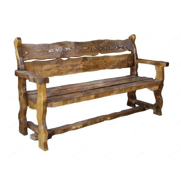 Скамейка под старину из дерева для дома, дачи, сада, бани, сауны - Сварог Мебель № 005