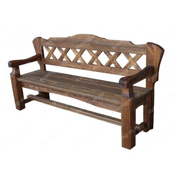 Скамейка под старину из дерева для дома, дачи, сада, бани, сауны - Сварог Мебель № 007