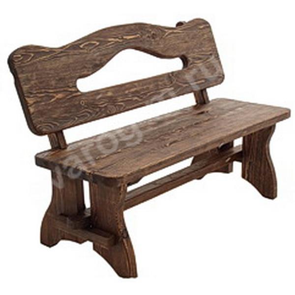 Скамейка под старину из дерева для дома, дачи, сада, бани, сауны - Сварог Мебель № 010