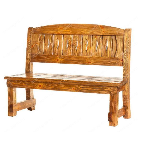 Скамейка под старину из дерева для дома, дачи, сада, бани, сауны - Сварог Мебель № 012