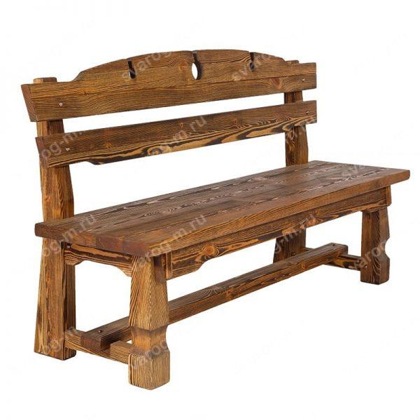 Скамейка под старину из дерева для дома, дачи, сада, бани, сауны - Сварог Мебель № 013