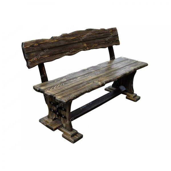 Скамейка под старину из дерева для дома, дачи, сада, бани, сауны - Сварог Мебель № 014