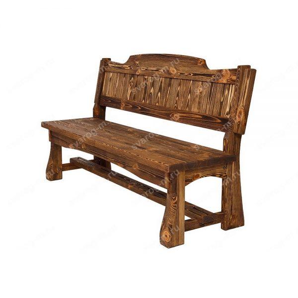 Скамейка под старину из дерева для дома, дачи, сада, бани, сауны - Сварог Мебель № 015