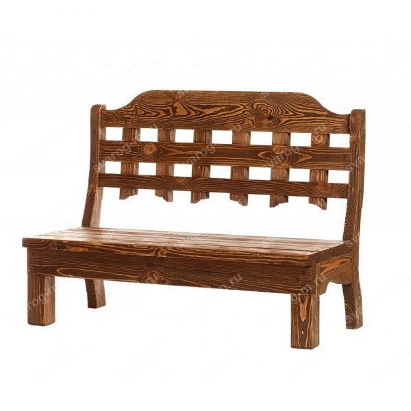 Скамейка под старину из дерева для дома, дачи, сада, бани, сауны - Сварог Мебель № 016