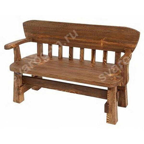 Скамейка под старину из дерева для дома, дачи, сада, бани, сауны - Сварог Мебель № 023