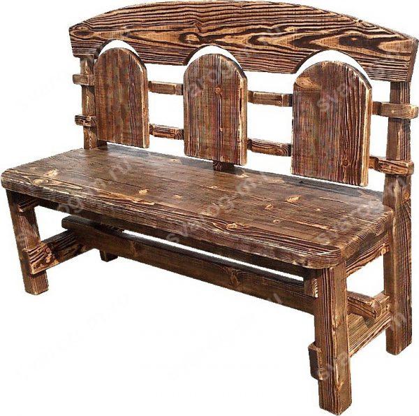 Скамейка под старину из дерева для дома, дачи, сада, бани, сауны - Сварог Мебель № 025 -1