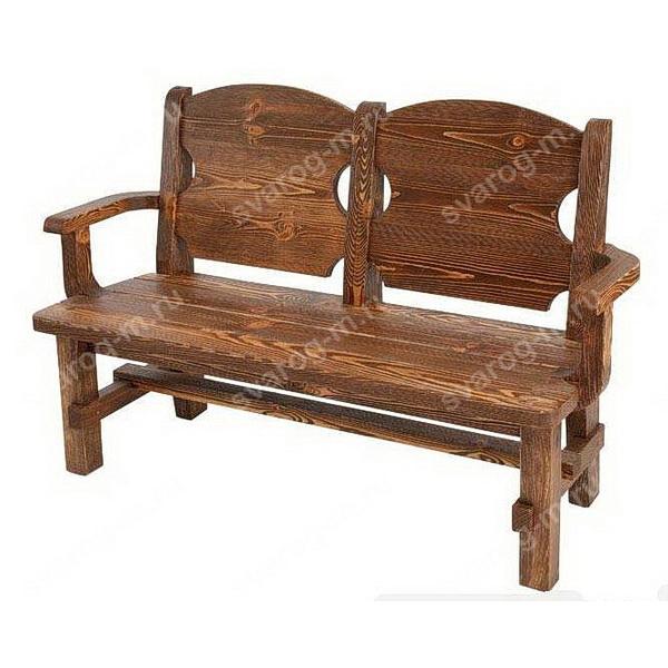 Скамейка под старину из дерева для дома, дачи, сада, бани, сауны - Сварог Мебель № 029