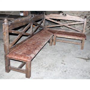 Скамейка под старину из дерева для дома, дачи, сада, бани, сауны - Сварог Мебель № 030-1