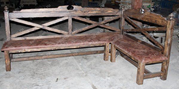 Скамейка под старину из дерева для дома, дачи, сада, бани, сауны - Сварог Мебель № 030-2