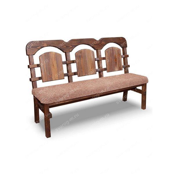 Скамейка под старину из дерева для дома, дачи, сада, бани, сауны - Сварог Мебель № 033-1