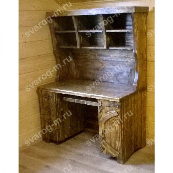 Стол компьютерный под старину из дерева для дома, дачи, бани - Сварог Мебель № 005