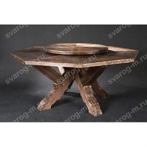Стол под старину из дерева для дома, дачи, бани сада, беседки круглый - Сварог Мебель № 001