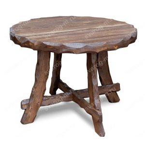 Стол под старину из дерева для дома, дачи, бани сада, беседки круглый - Сварог Мебель № 002