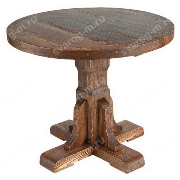Стол под старину из дерева для дома, дачи, бани сада, беседки круглый - Сварог Мебель № 003