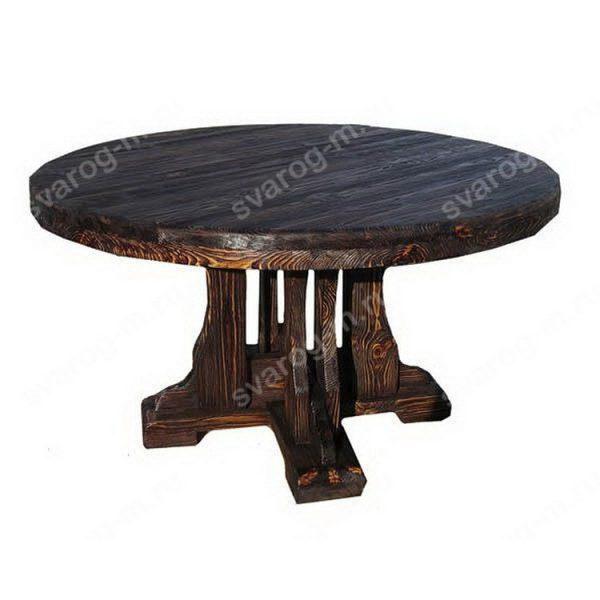 Стол под старину из дерева для дома, дачи, бани сада, беседки круглый - Сварог Мебель № 004