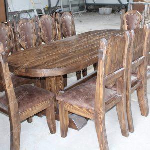 Стол под старину из дерева для дома, дачи, бани , сада, беседки овальный - Сварог Мебель № 002 -4