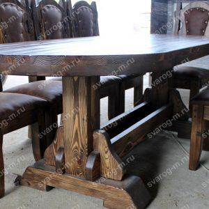 Стол под старину из дерева для дома, дачи, бани , сада, беседки овальный - Сварог Мебель № 002 -5
