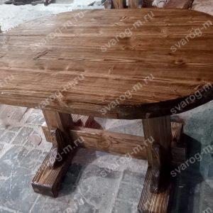 Стол под старину из дерева для дома, дачи, бани , сада, беседки овальный - Сварог Мебель № 006