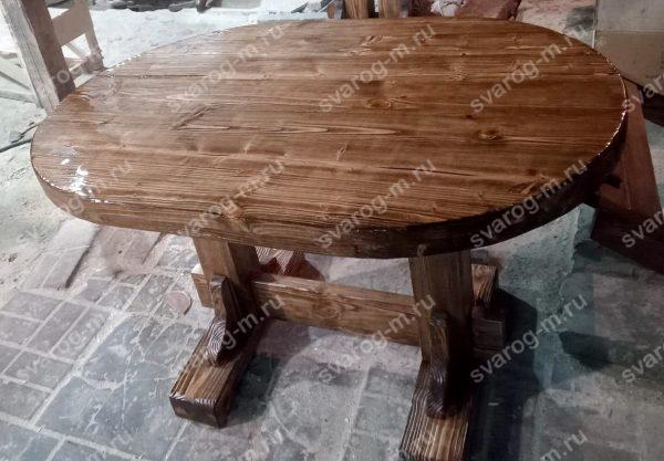 Стол под старину из дерева для дома, дачи, бани , сада, беседки овальный - Сварог Мебель № 006