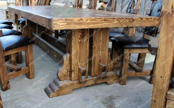 Стол под старину из дерева для дома, дачи, бани, сада, сауны, беседки - Сварог Мебель № 006-2