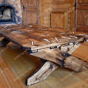 Стол под старину из дерева для дома, дачи, бани, сада, сауны, беседки - Сварог Мебель № 025