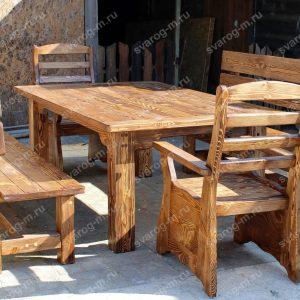 Стол под старину из дерева для дома, дачи, бани, сада, сауны, беседки - Сварог Мебель № 033