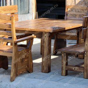Стол под старину из дерева для дома, дачи, бани, сада, сауны, беседки - Сварог Мебель № 033-2