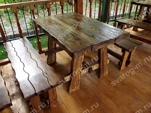 Стол под старину из дерева для дома, дачи, бани, сада, сауны, беседки - Сварог Мебель № 036