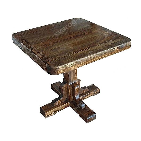 Стол под старину из дерева для дома, дачи, сада, беседки бани- квадратный - Сварог Мебель № 001