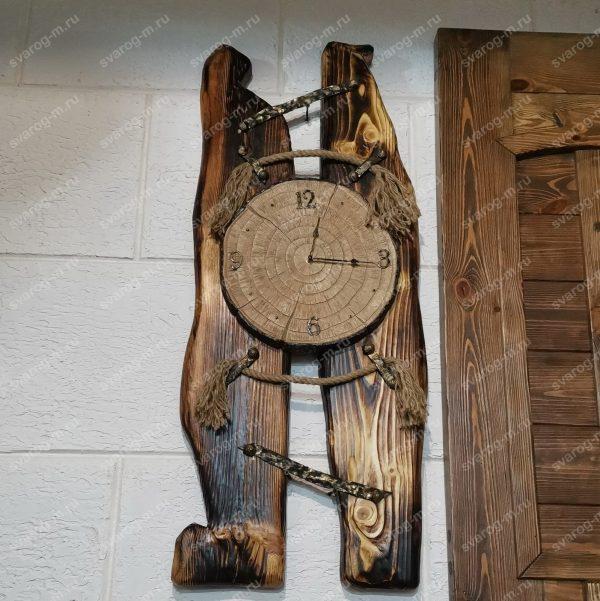Часы настенные под старину из дерева для дома, дачи, бани, сауны, бара- Сварог Мебель № 002
