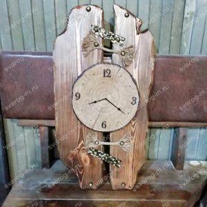 Часы настенные под старину из дерева для дома, дачи, бани, сауны, бара- Сварог Мебель № 003